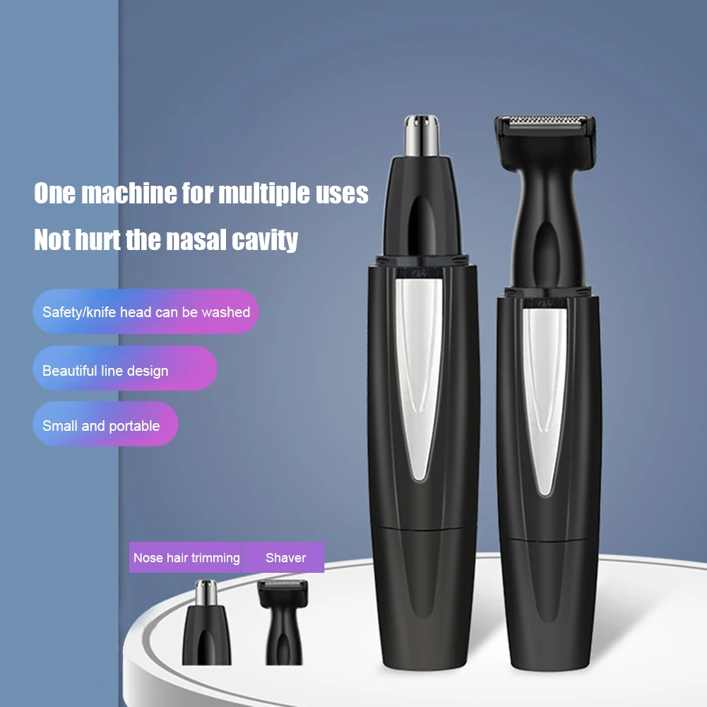 

2 in 1 Electric Facial Hair Trimmer Eyebrow Nose Ear Hair Shaver Electric Face Care Hair Trimer Eyebrow Scraper Face Care Tool