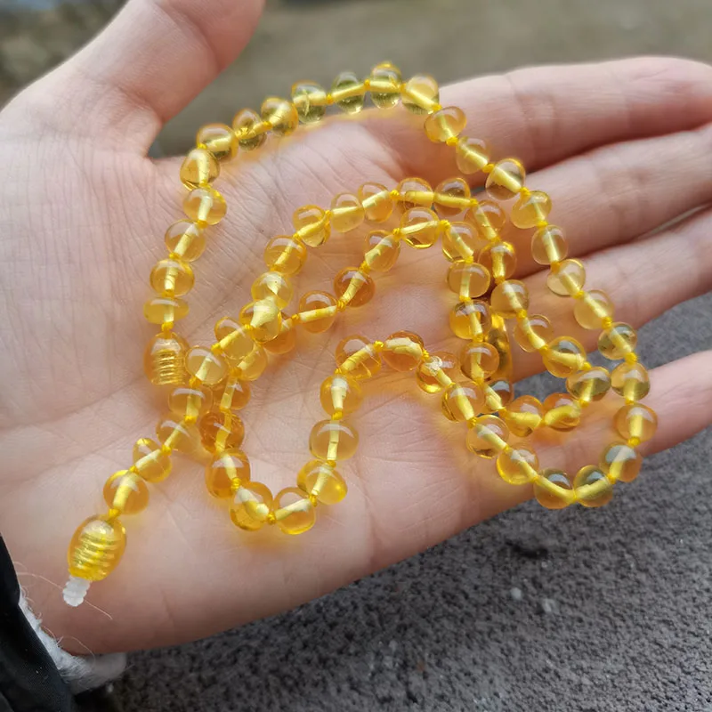 Yoowei Baby Natural Amber Necklace Handmade Knoted Baroque Style 100% Real Original Beads Women Jewelry Wholesale | Украшения и