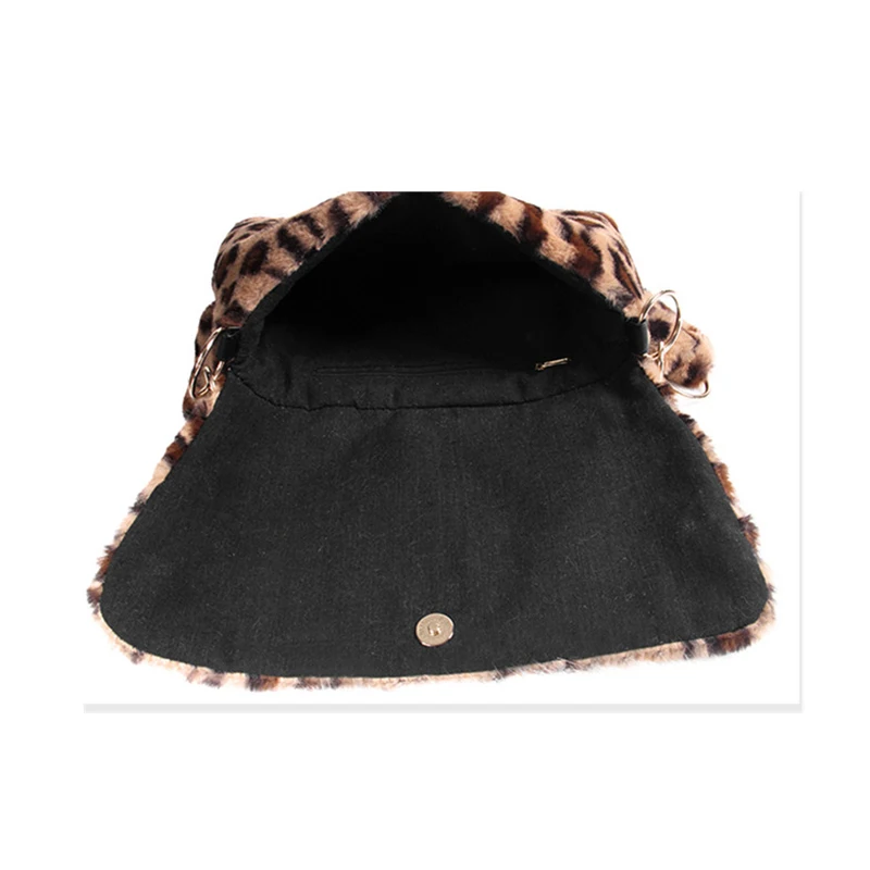 

Fur Bag animal print leopard bag women ladies winter warm crossbody bags famous Brand Large Capacity shoudler Clutch 2021 new