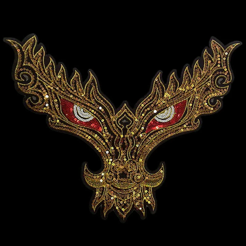 

Big Dragon Head Patches Punk Embroidery Clothes Stickers Jacket Backpack Gold Patch Decorate Patch Accessories