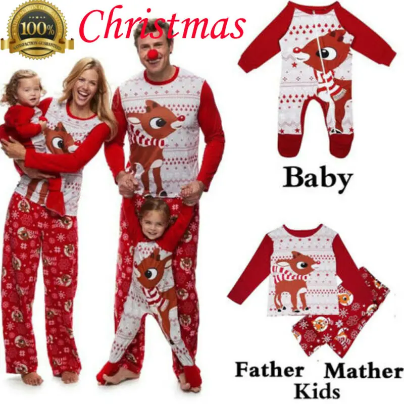 Пижама с длинными рукавами и штанами для отдыха одинаковые рождественские