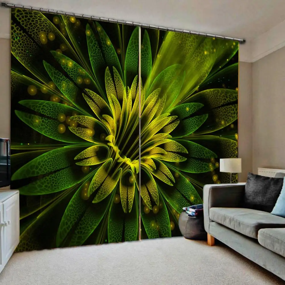 

fantasy 3D Curtains flower Green Girls Room Curtains Drapes Blinds Home Window Treatment Interior Decoration