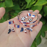 vg 6ym new fashion rhinestone butterfly dragonfly stud earrings set france flag color earrings for women party jewelry wholesale