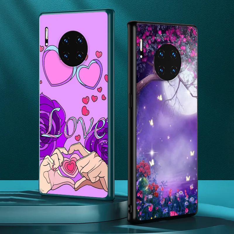 

Fantisy Flower Color for Huawei Mate 40 RS 30 20 X 10 P Smart Z S Lite Pro Plus 2021 2020 2019 2018 Black Phone Case