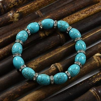 high quality lovers couples natural turquoises stone beads bracelet matching gift bead stone bracelet for men and women jewelry
