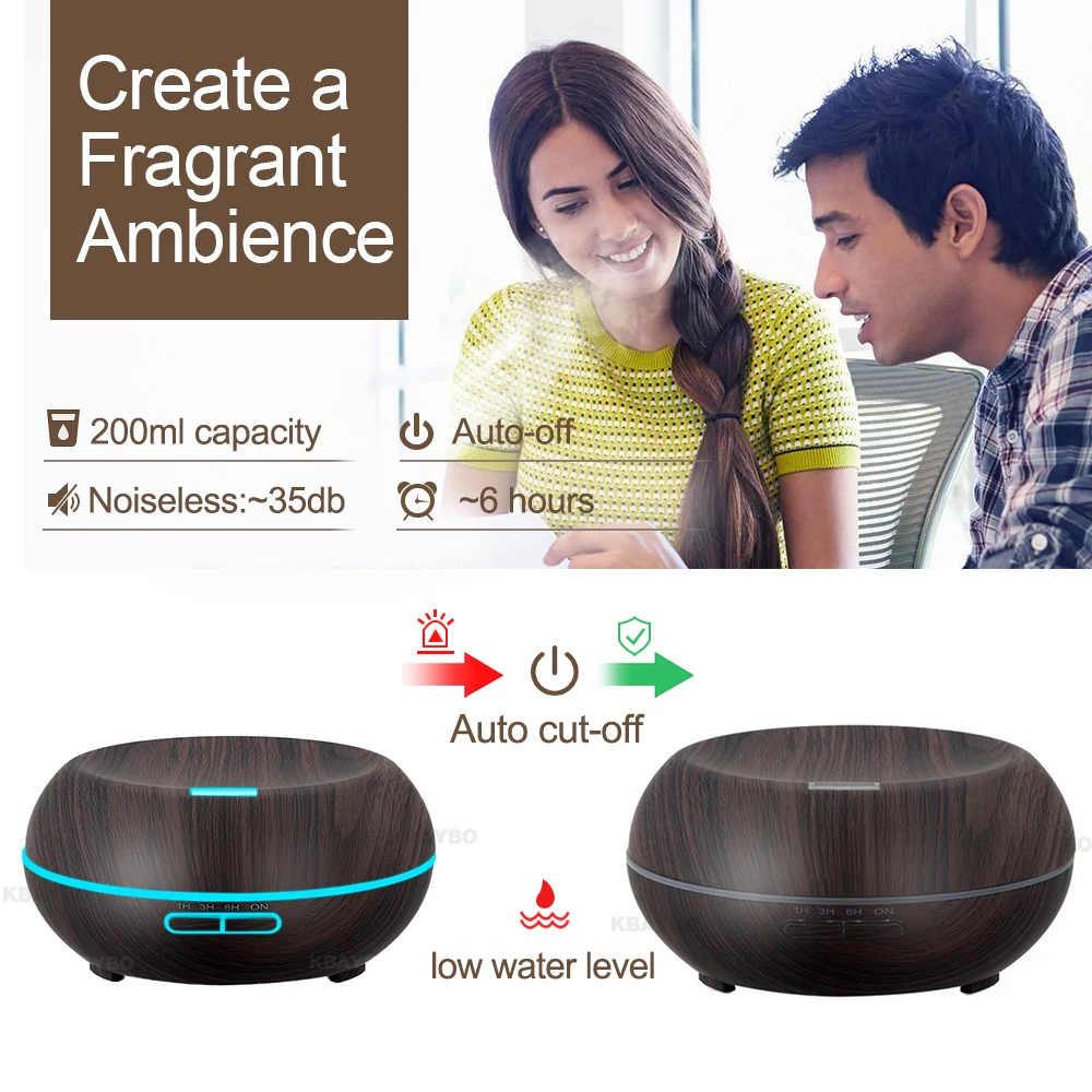 Ультразвуковой увлажнитель воздуха с эфирными маслами 200 мл для офиса дома
