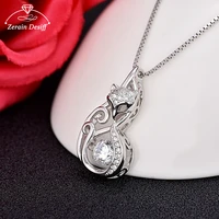 925 silver necklace ladies jewelry inlaid zircon fashion new smart fox pendant accessories jewelry charms