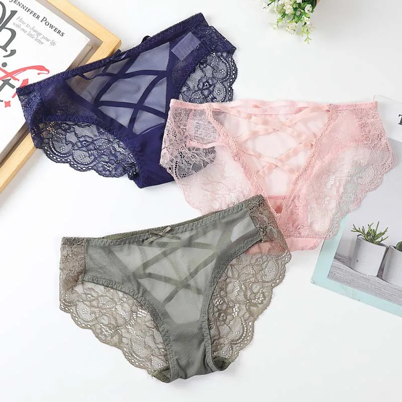 

Seamless Lace Panties Underwear Women Pure Color Hollow Out Breathable Briefs Lingerie Soft Breathable Low Waist Underpants