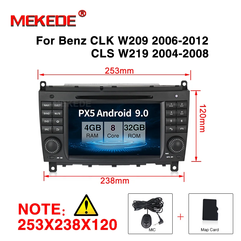 Android 9 gps навигация автомобильный dvd-плеер для Mercedes Benz CLK W209/CLS/W219 автостерео головное устройство радио магнитофон 8812 медиа - Цвет: 32G