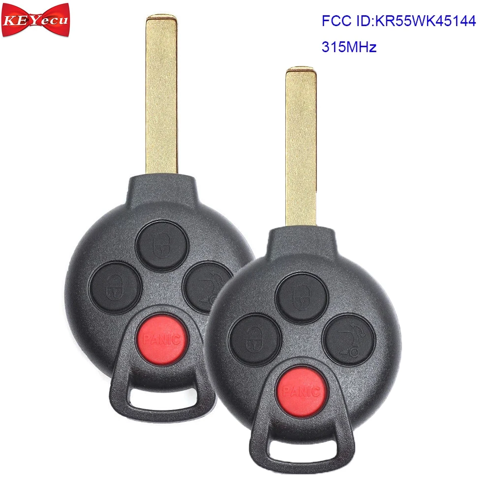KEYECU 2 шт. для Smart ForTwo 2005 2006 2007 2008 2009 2010 2011 2012 2013 2014 2015 2016 дистанционный ключ брелок