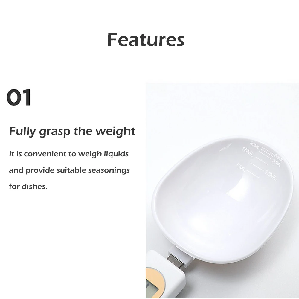 

500g/0.1g Digital Measuring Spoons Electronic LCD Digital Spoon Precise Weight Volumn Food Scale Gram Mini Kitchen Scales ABS