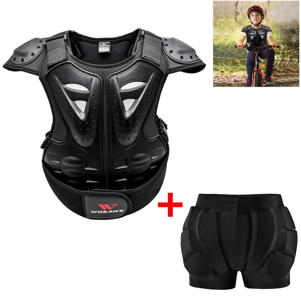 Set WOSAWE Мотоцикл дети Infantil мото Защита тела катание на лыжах тела Броня позвоночника Грудь назад протектор Защитное снаряжение велосипед - Цвет: Set