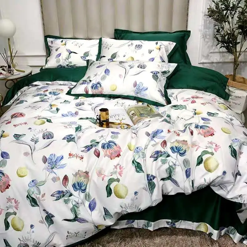 

30 600TC Egyptian cotton bed linen sheets bedding sets duvet cover flower digital print newest double queen king bedspreads