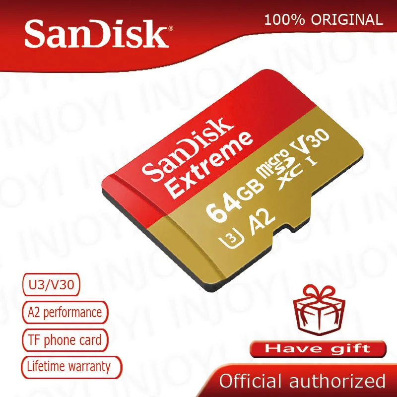 

Оригинальная Подлинная карта памяти SanDisk Extreme micro sd 32 Гб класс 10 64 Гб карта памяти microSDXC microsd U3 v30 карта памяти
