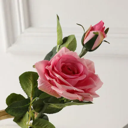 dark pink yumai 1шт 40см 2 головы розовые парижские розы искусственные цветы свадебные украшения центральным цветами - Цвет: dark pink