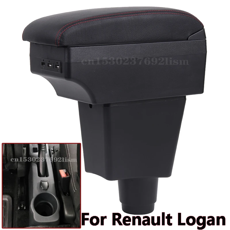 

Подлокотник для Renault Logan, специальный центральный автомобильный подлокотник модифицированные детали, центральный ящик для хранения со светодиодный Ной подсветкой USB