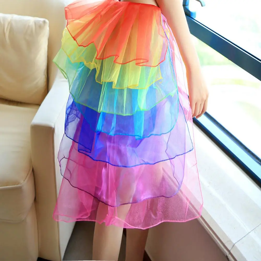 Женская сексуальная юбка-баллон цвета радуги нижнее белье для танцев вечерние