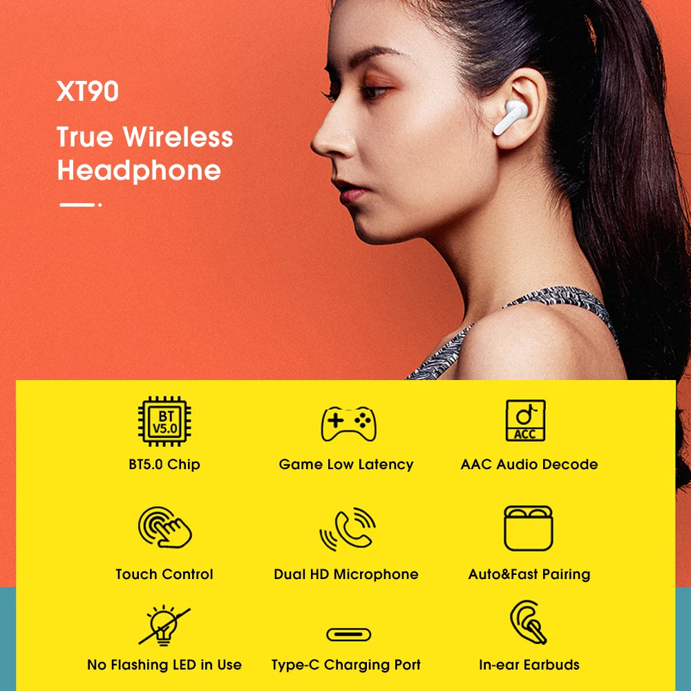TWS-наушники Lenovo XT90 с поддержкой Bluetooth 5 0 шумоподавлением и сенсорным управлением |