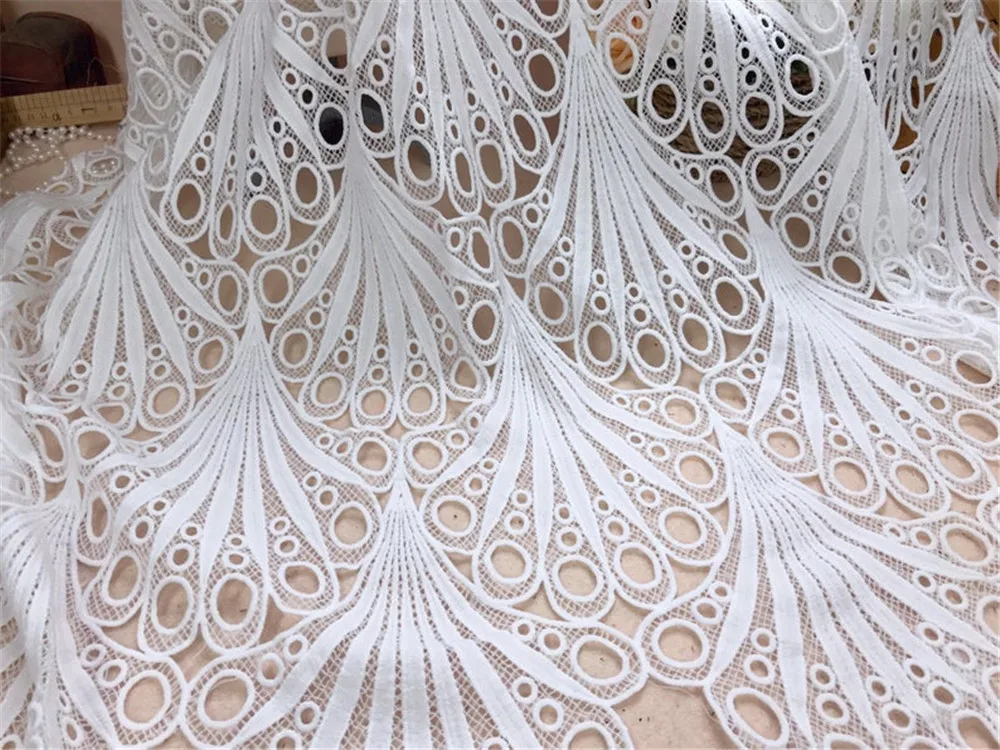 Последняя африканская гипюровая кружевная белая Водорастворимая химическая