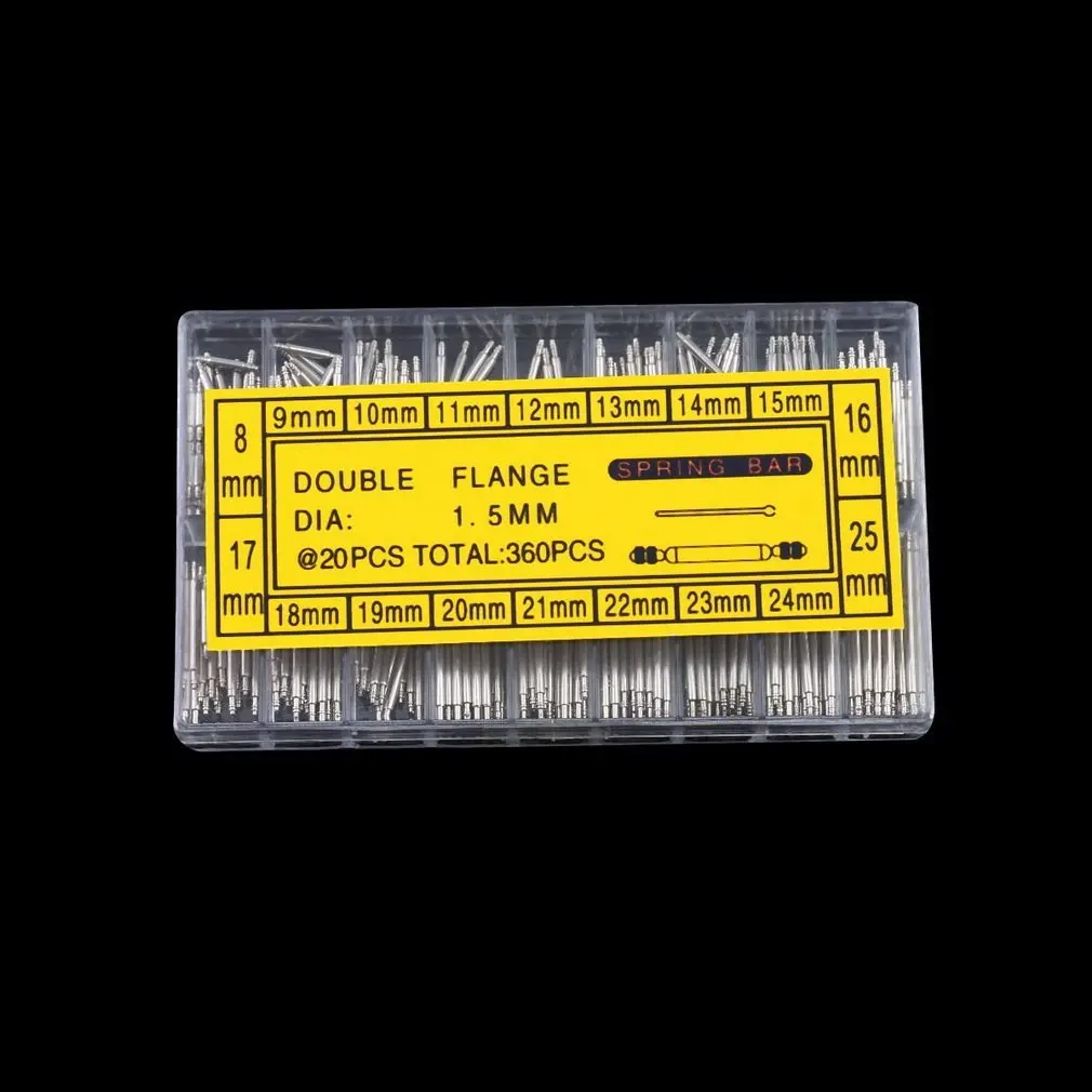 

360pcs 8-25mm Watch Band Spring Bars Strap Link Pins Repair Watchmaker Link Pins Remove Tools
