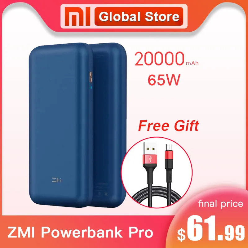 Внешний аккумулятор ZMI Power Bank PRO 2019 мАч быстрая зарядка No.10 Pro QB823 65 Вт 20000