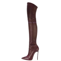 new long solid thigh high boots side zip solid stilettos high heel pointed toe women over the knee boots shoes botas de mujer