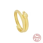 Женское регулируемое кольцо Romad, кольцо из стерлингового серебра 925 пробы с золотым змеиным узором, свадебные украшения, W5