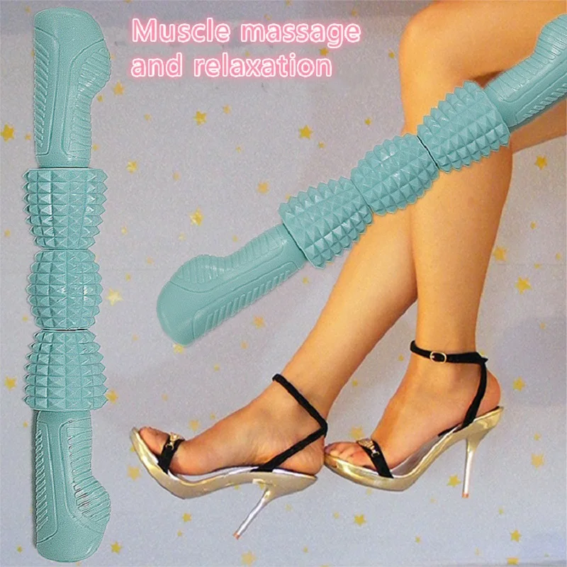 

Hand-held massage stick three rollers body massage stick to relieve muscle pressure YOGA fitness stick leg massager