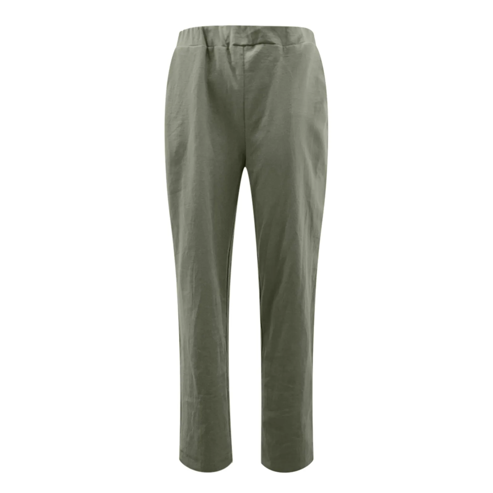 

Women Solid Tightness Cotton Linen Trousers Pocket Casual Pants Clothes Cotton and linen casual pants trousers woman 2021