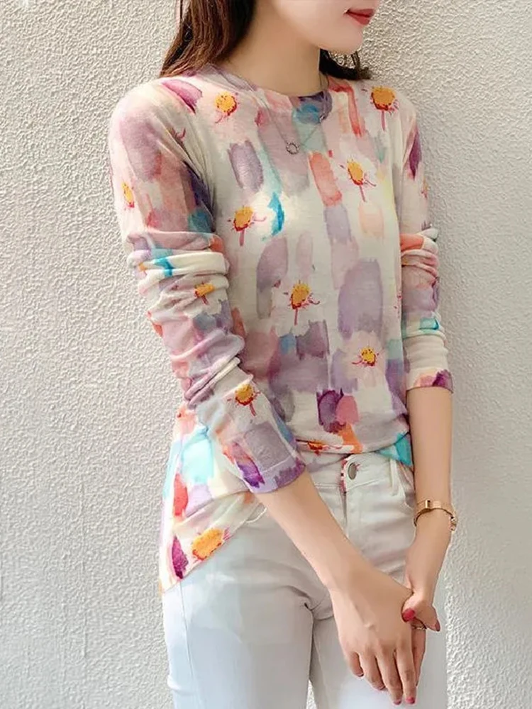 Женский Осенний тонкий свитер на одно плечо водорастворимый из тонкой шерсти с