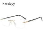 Оправа для очков Krasivyy титановая для мужчин и женщин, брендовые дизайнерские оптические Рецептурные очки без оправы, квадратные очки для близорукости