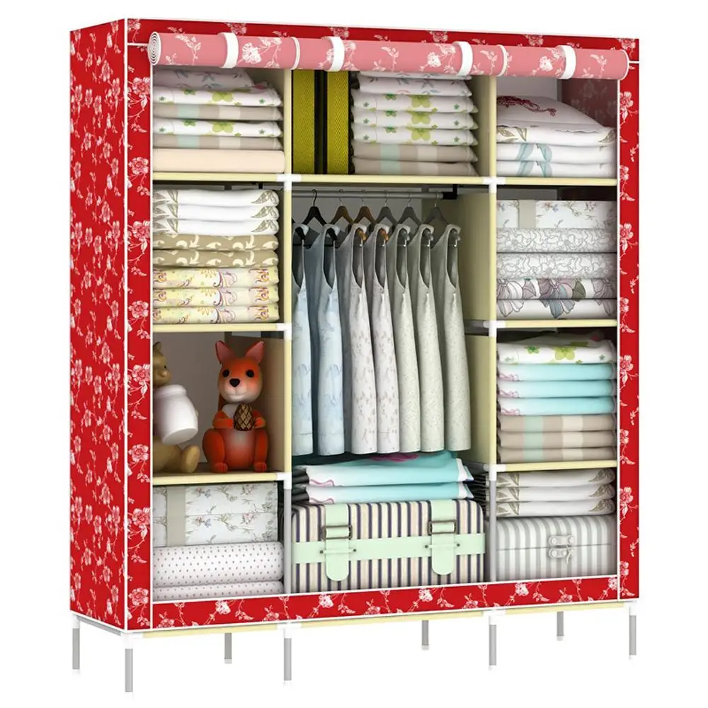 Супер большой тройной портативный складной шкаф усиленный для одежды