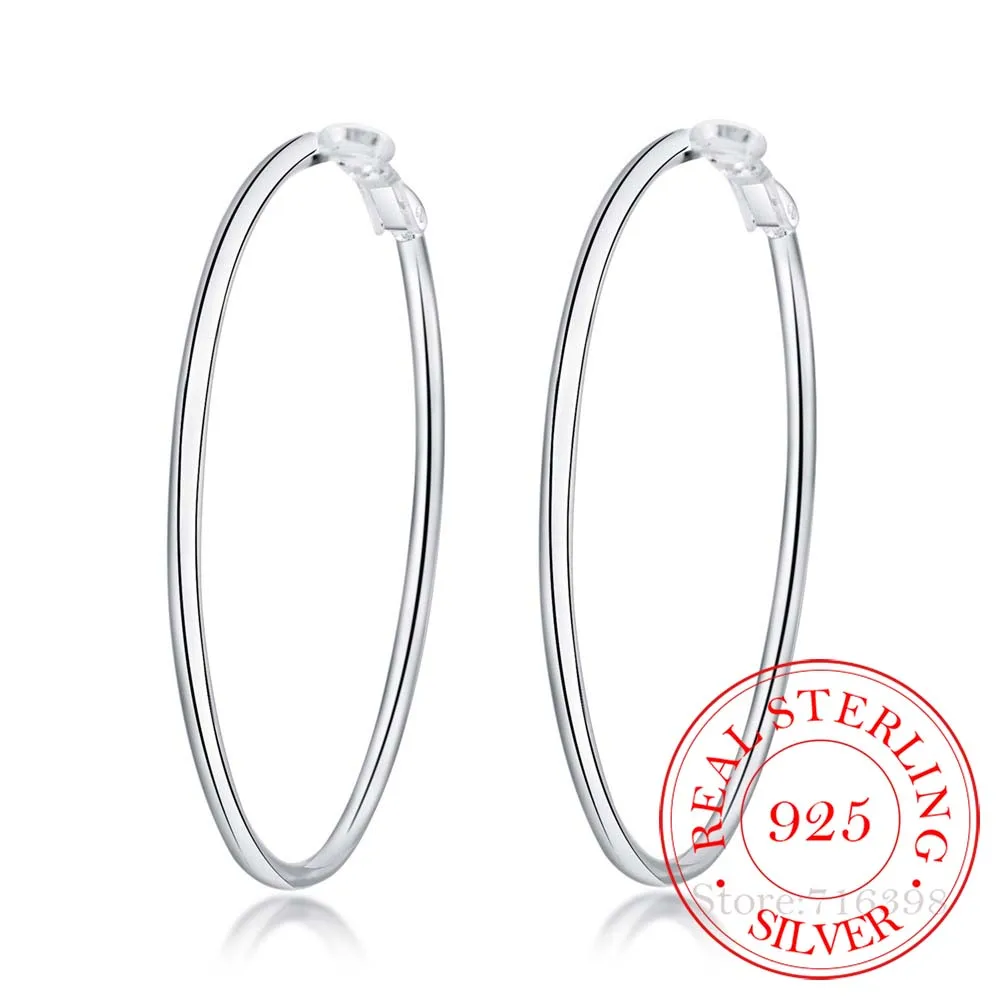 Женские серьги-кольца из стерлингового серебра 925 пробы с гладкой поверхностью, ювелирные украшения