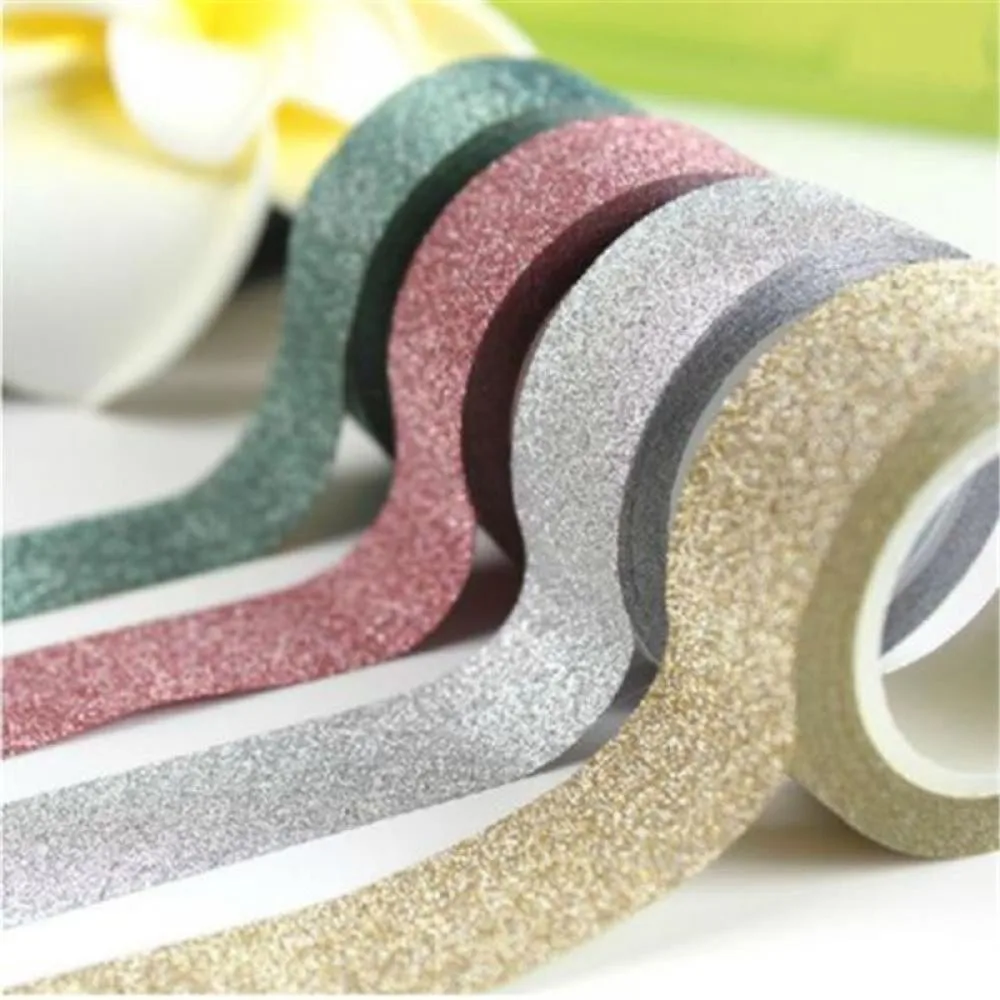 

5M DIY Self-adhesive Glitter Washi Paper Tape Sticker Wedding Birthday Festival Decoration Home Decor Hot Sell