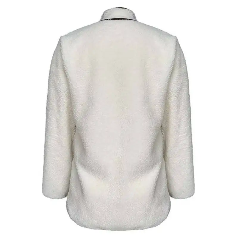

Women Winter Warm Fleece Fluffy Coat Stand Collar Jacket Ladies Outwear Size 2XL