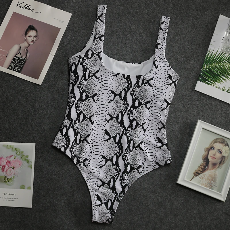 Женский купальник из змеиной кожи цельный леопардовый с принтом купальный