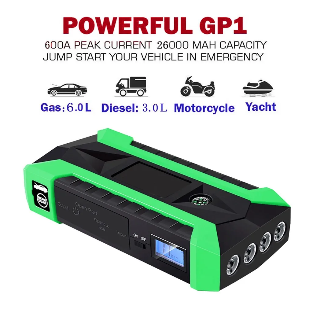 Пусковое устройство большой емкости 89800mAh ABS 12V Портативное автомобильное пусковое устройство Банк мощности стартер для автомобильного зарядного устройства