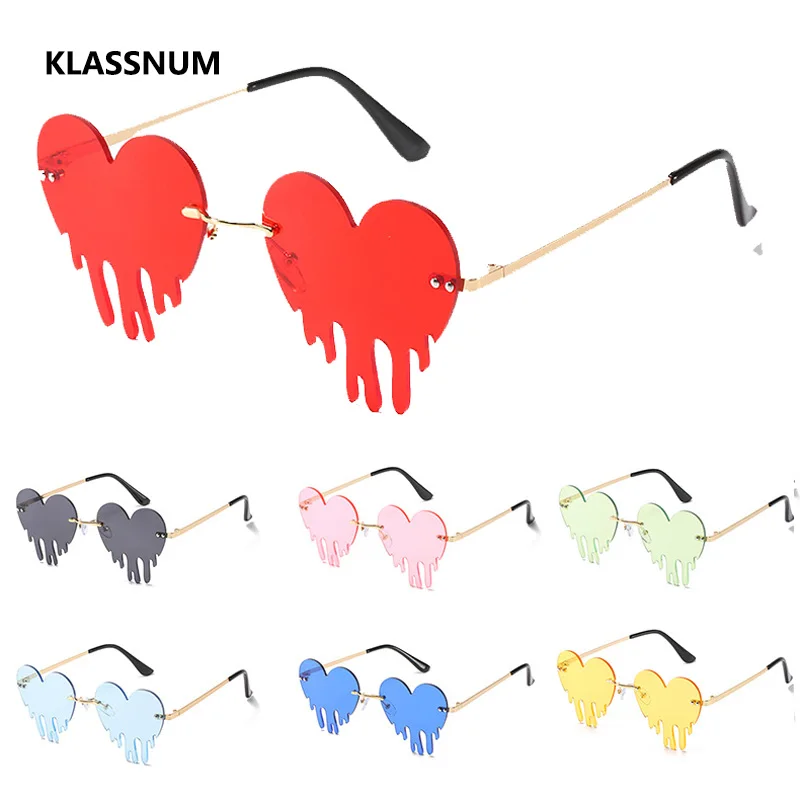 KLASSNUM Новые солнцезащитные очки личность сердце Слезы Формы для Для женщин 2020 без