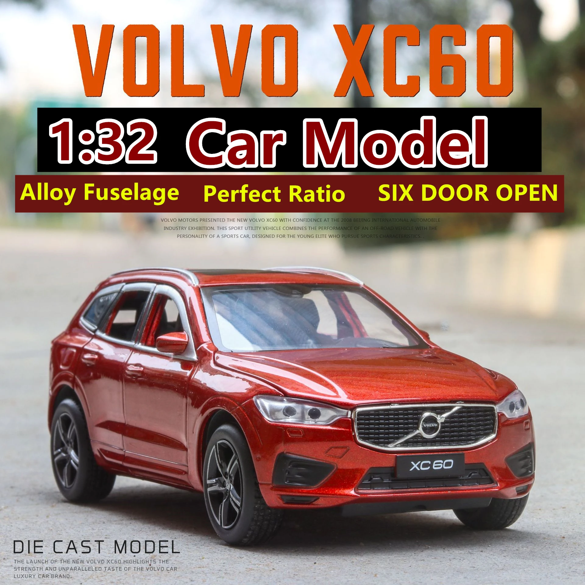 1:32 Volvo xc60 внедорожник симулятор звук и светильник игрушка модель автомобиля