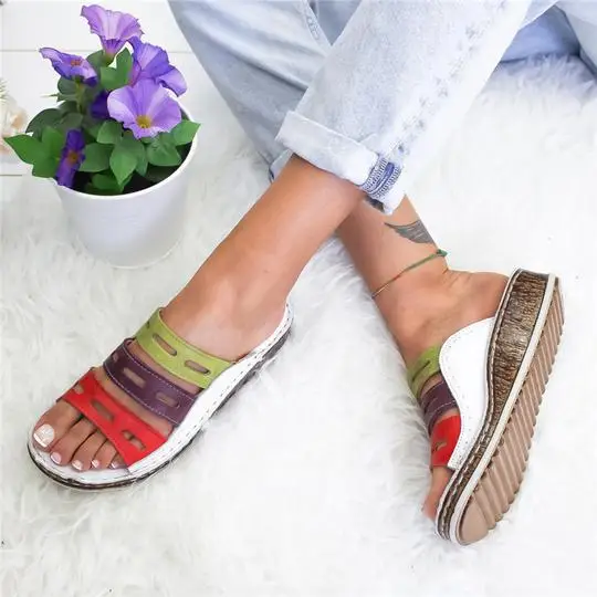 

2019 Summer Women's Slipper Footwear Peep-Toe Shoes Woman High-Heeled Platfrom Casual Wedges For Women Rome Shoes