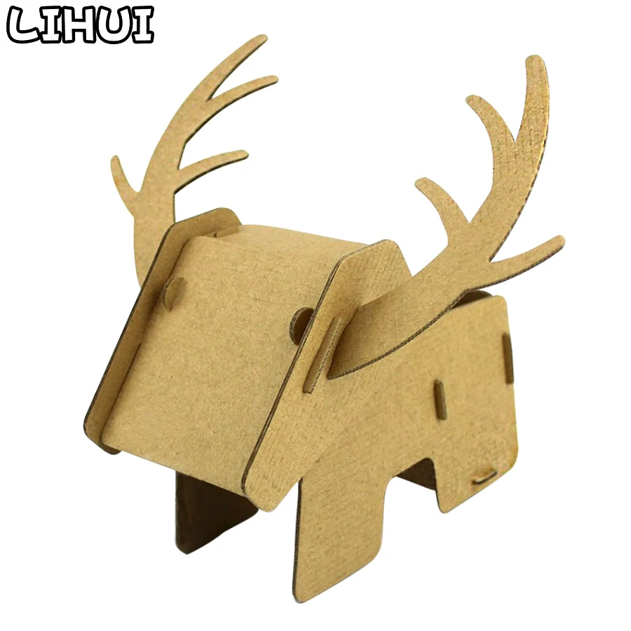DIY милый лося картон 3D пазл ручной работы Сборка олень коробка для хранения