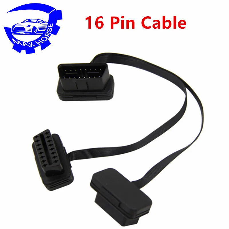 OBDII OBD II 2 OBD2 16 Pin кабель для плоский тонкий как лапша ELM327 Мужской Двойной Женский Y