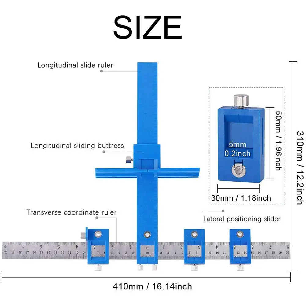 

In-stock Wood Drilling Tool Auxiliary For Wood Working Punch Positioner ABS Plastic + Metal Material