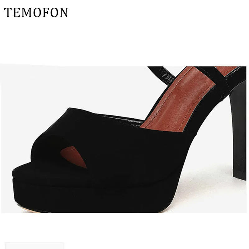 Босоножки TEMOFON женские на платформе и высоком массивном каблуке сандалии с