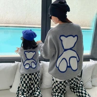 family christmas sweaters for mother daughters and father son winter childrens knit long sleeve bear top parent child clothes