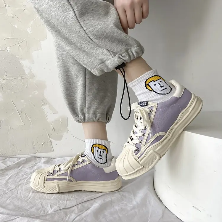 Женские холщовые кроссовки на толстой подошве, винтажные кроссовки в Корейском стиле для отдыха и спорта, весна 2021