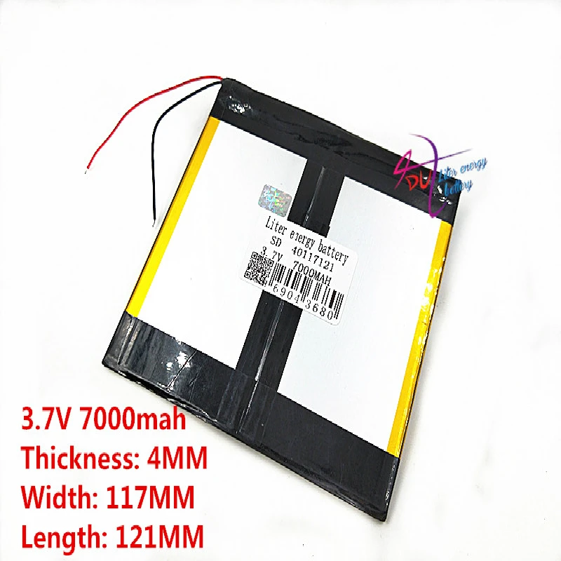Bateria de Polímero de Iões de Lítio Litro de Energia Li-ion Bateria para Universal Tablet pc Polegada 10 3.7v 7000mah 40117121 Bateria e energia extra p/ tablet