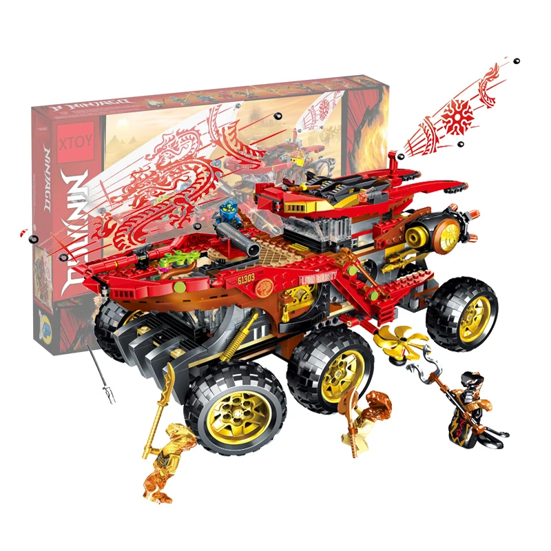 

858pcs Land Bounty Truck Model Building Blocks with Figures Compatible 70677 DIY Bricks Toys for Children