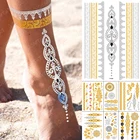 Водонепроницаемые временные серьги, хна, мандала, татуировка, наклейка, золото, серебро, металлик, флэш-тату, бохо, вечевечерние, цветок, блестящие украшения боди-арт