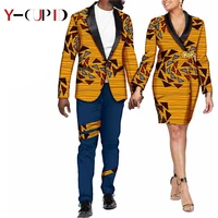 new african clothes for couple women formal jackets coats dresses matching bazin riche men suits print jacket outfits y21c018